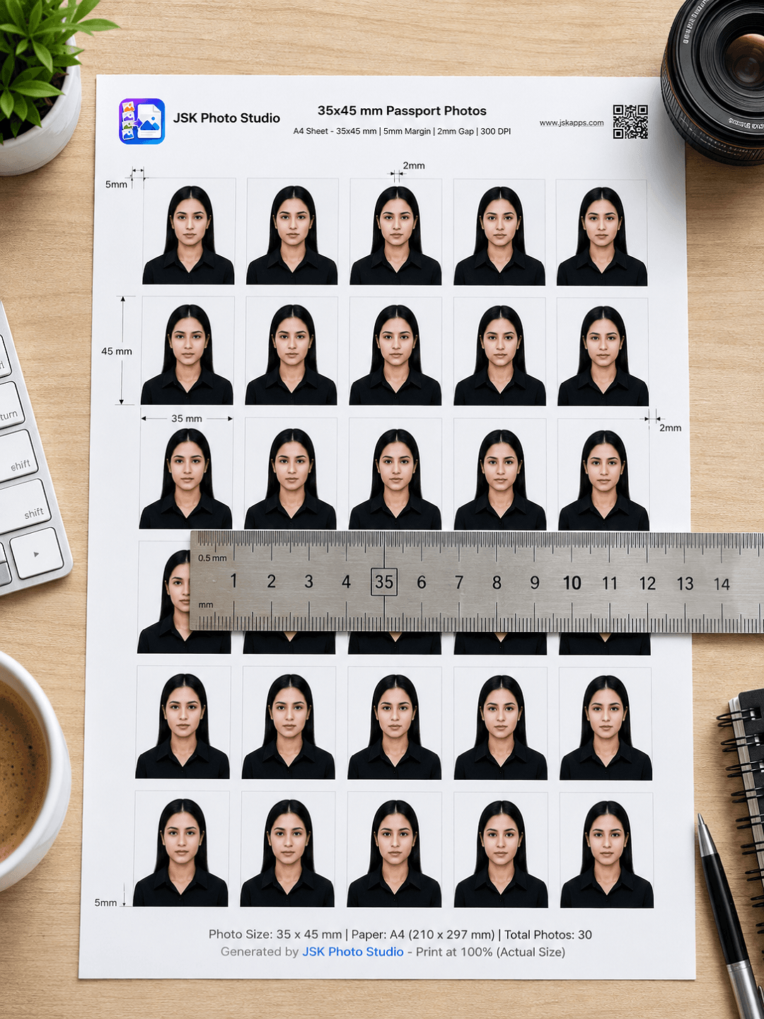 How many passport photos fit on an A4 sheet? (And why yours print the wrong size)