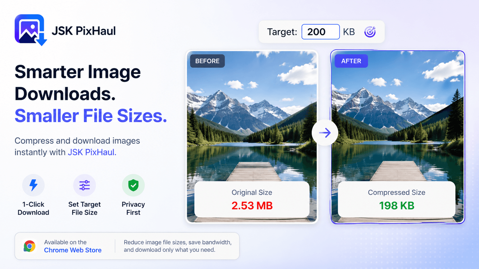 Compress images to an exact target file size — in your browser
